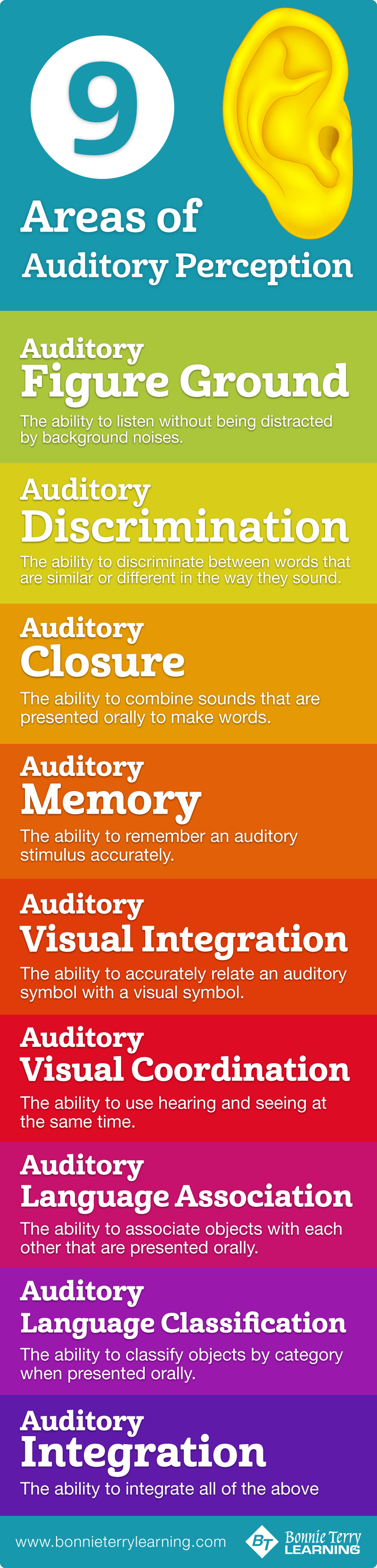 Areas of Auditory Processing / Perception